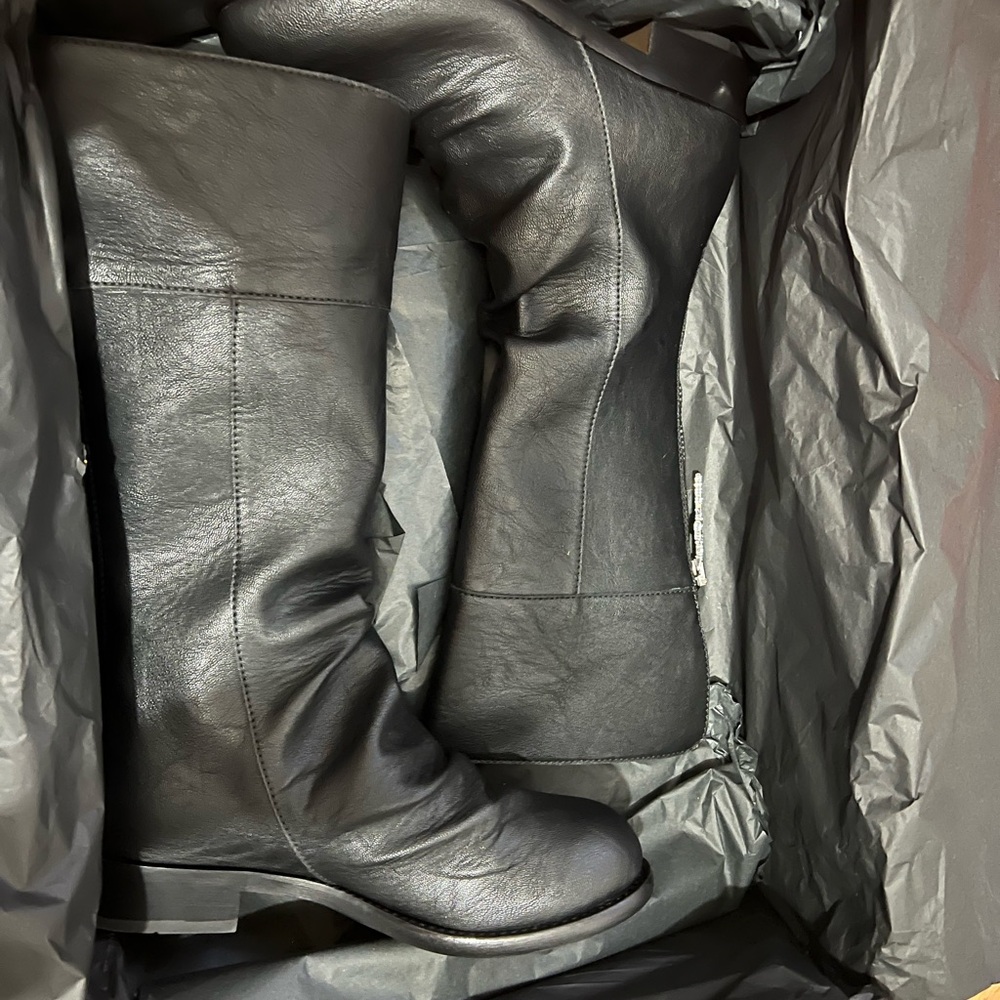 Black Leather Knee-High Boots